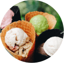 Ice cream balls in a waffel cone