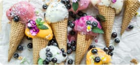 Ice cream with fruits